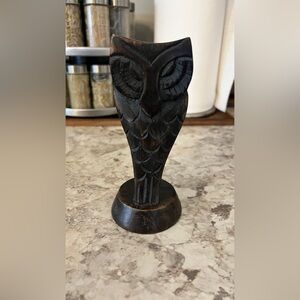 Hand carved Wooden Owl glasses holder stand